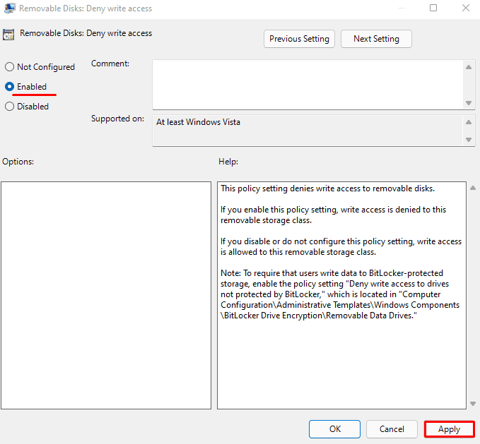 disable deny write access