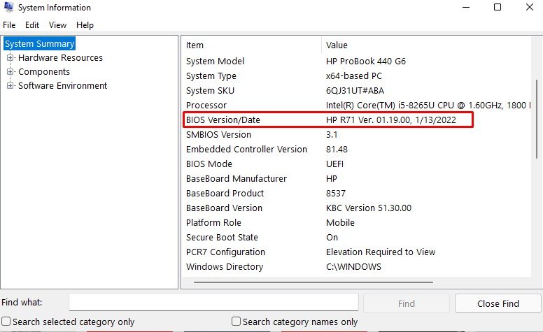 BIOS version