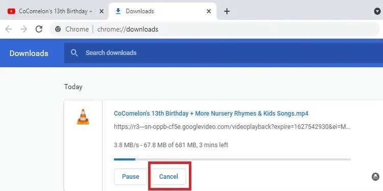 Cancel Download on Google Chrome