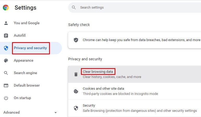 Chrome Clear Browsing Data