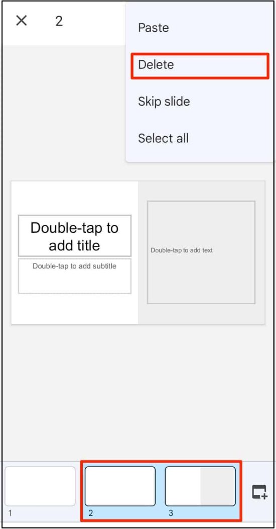 Delete Multiple Slides Android