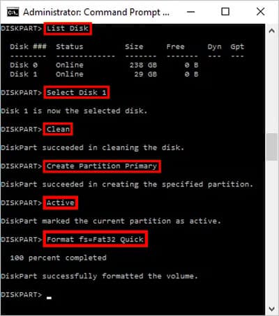 Disk-part-list-format