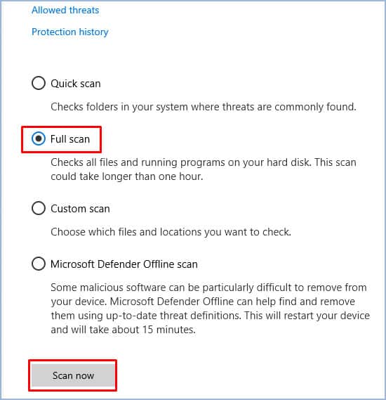 Full-scan-windows-defender