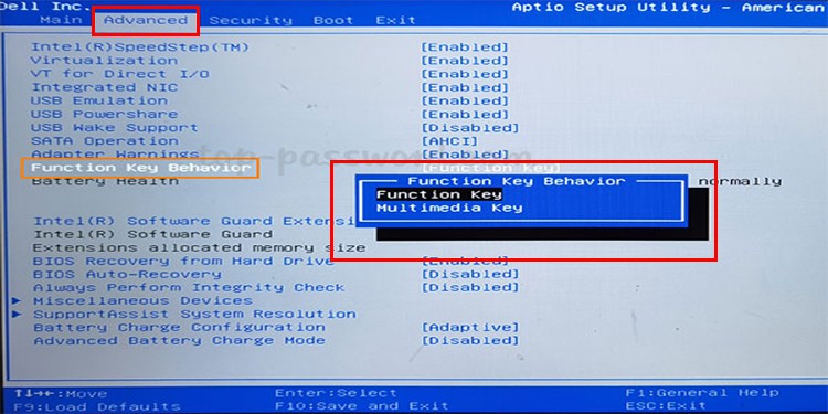 Function Key Behavior in BIOS