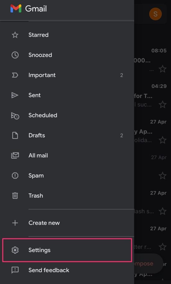 Gmail App Settings