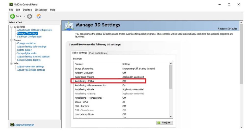 Nvidia Anti Aliasing Settings Global