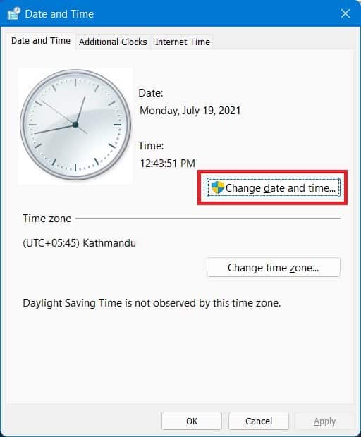 How to change time on Windows