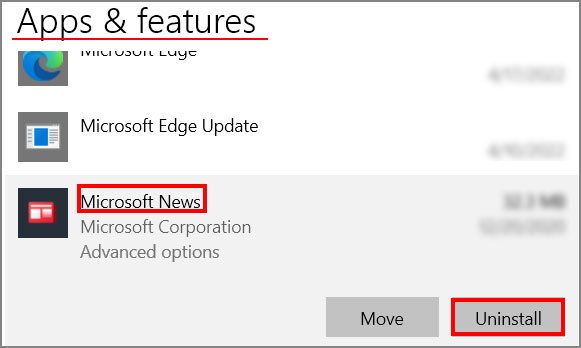 Microsoft-News-uninstall-from-settings