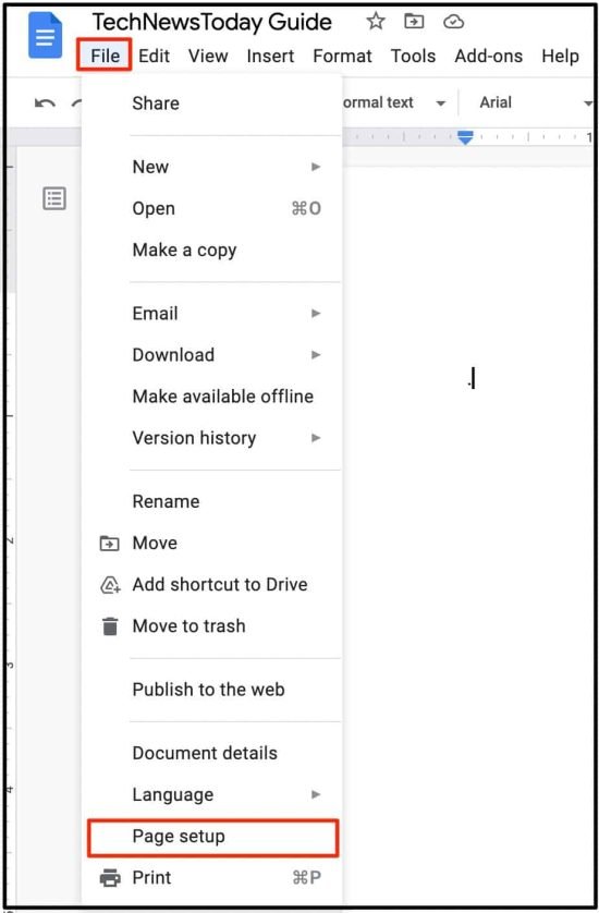 Page Setup Docs PC