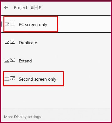 Project mode for screen projection