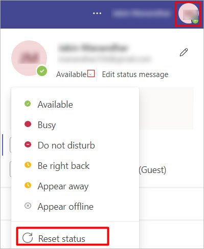 Reset-status-microsoft-teams-blurred