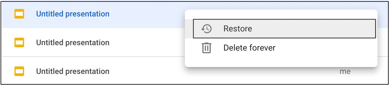 Restore Google Slides