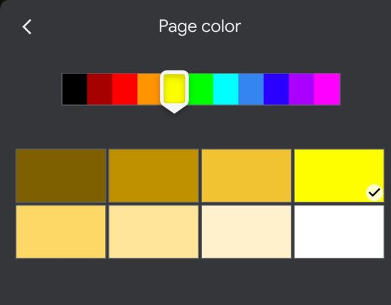 Select Page Color on Docs