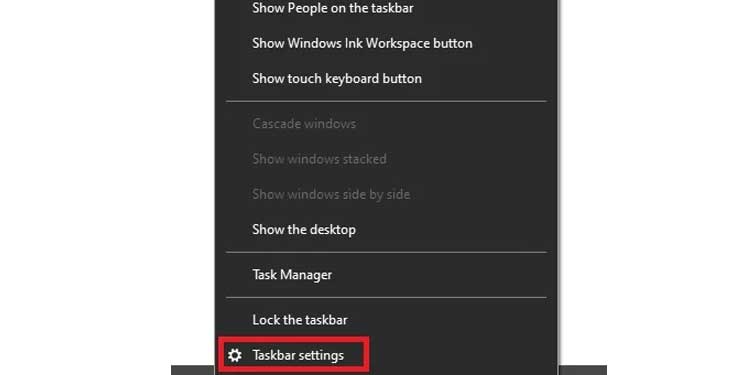 Settings of Taskbar