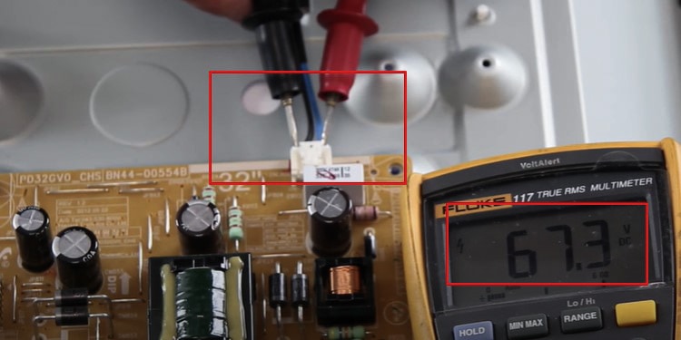 Testing connection area of backlight cable and boad connector pins