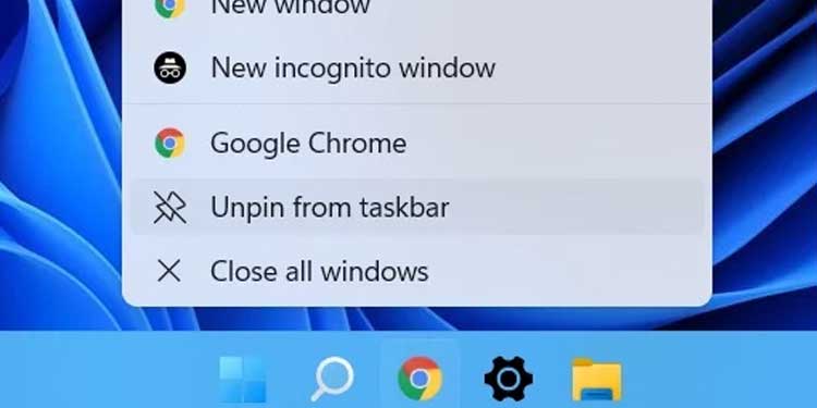 Unpin Icons on Taskbar