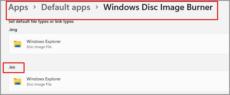 Windows disc burner default app settings