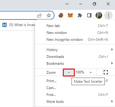 Zoom out chrome