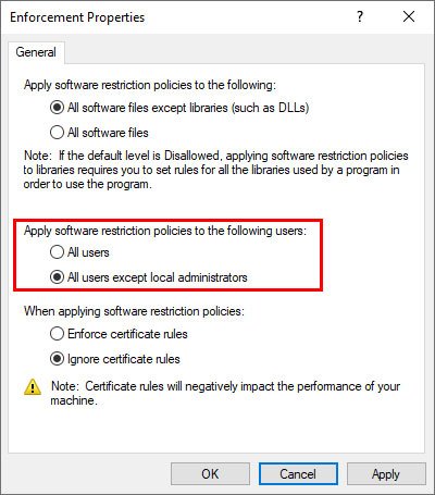 apply-software-restriction-policies-to-all-users-except-local-admin