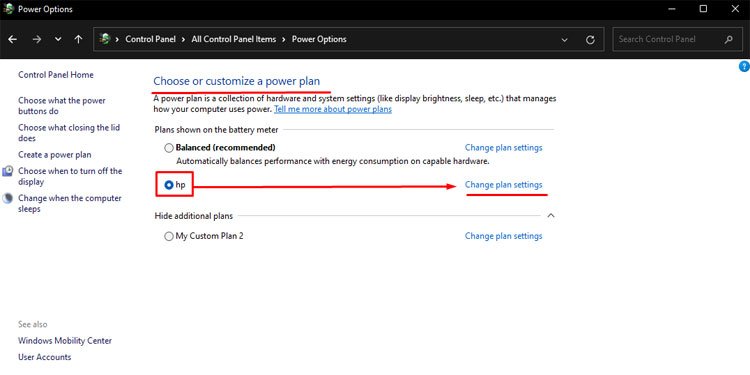 change plan settings