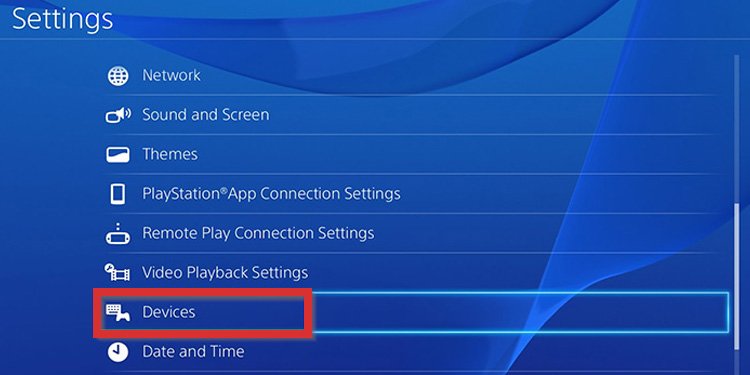 ps4 devices menu