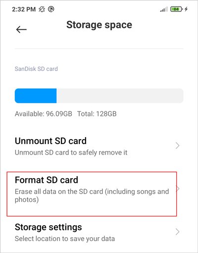 format sd card