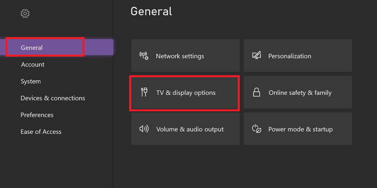 general tv display options 