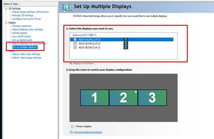 nvidia set up multiple displays