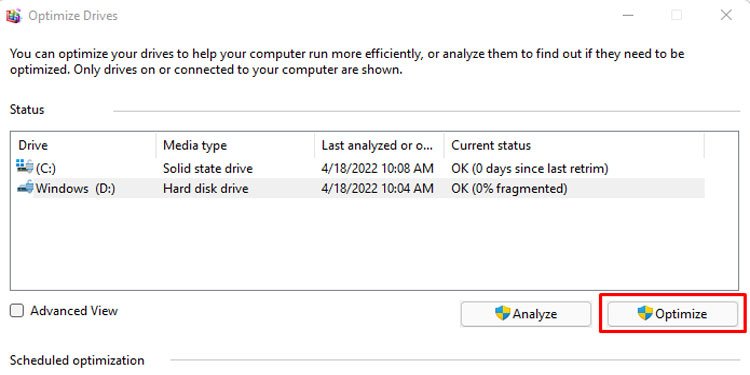 optimize disk space