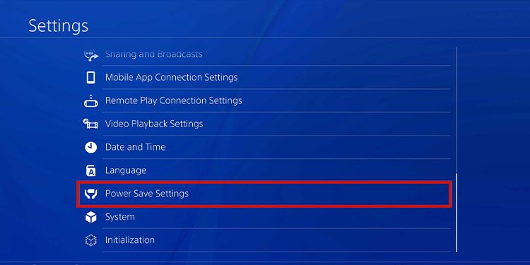 ps4 power save settings