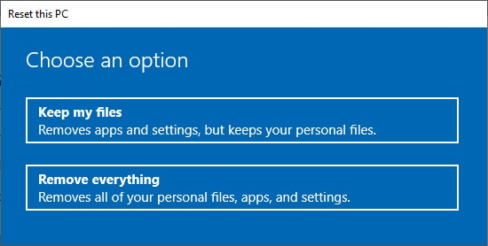 reset pc keep my files