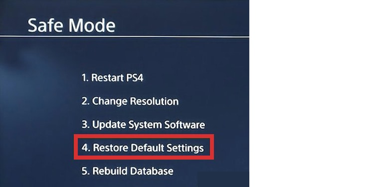 restore factory settings ps4 