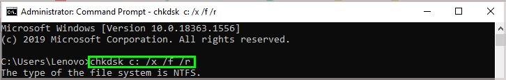 running-chkdsk-command