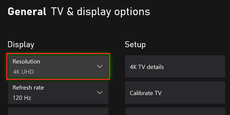select tv resolution 