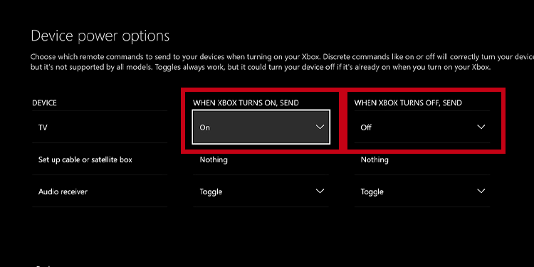 set up xbox to turn on and off tv 