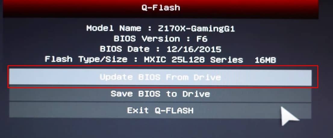 update BIOS from Drive