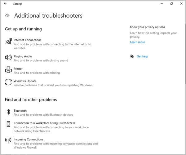 windows-additional-troubleshooters